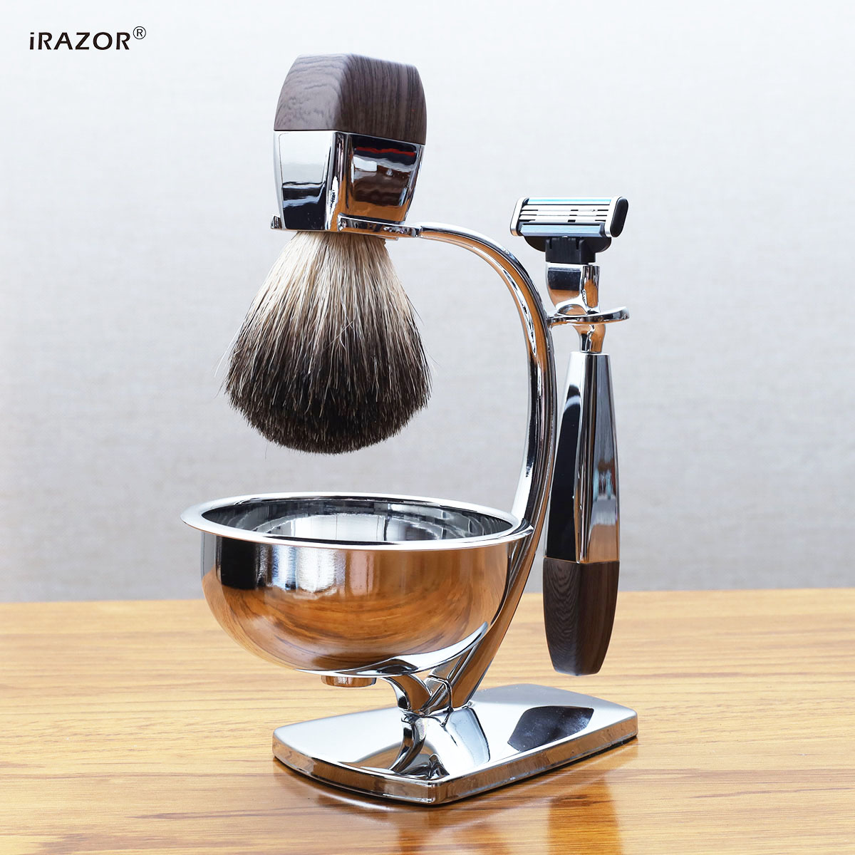 Men'S Grooming Brush - iRAZOR Professional Wet Shaving Kit for