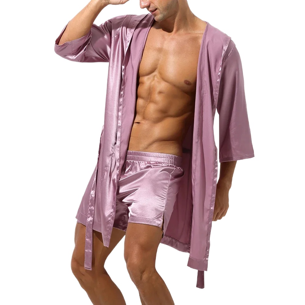 Men Hooded Robe Set Silk Satin - Men'S Grooming Lounge recensie en prijs