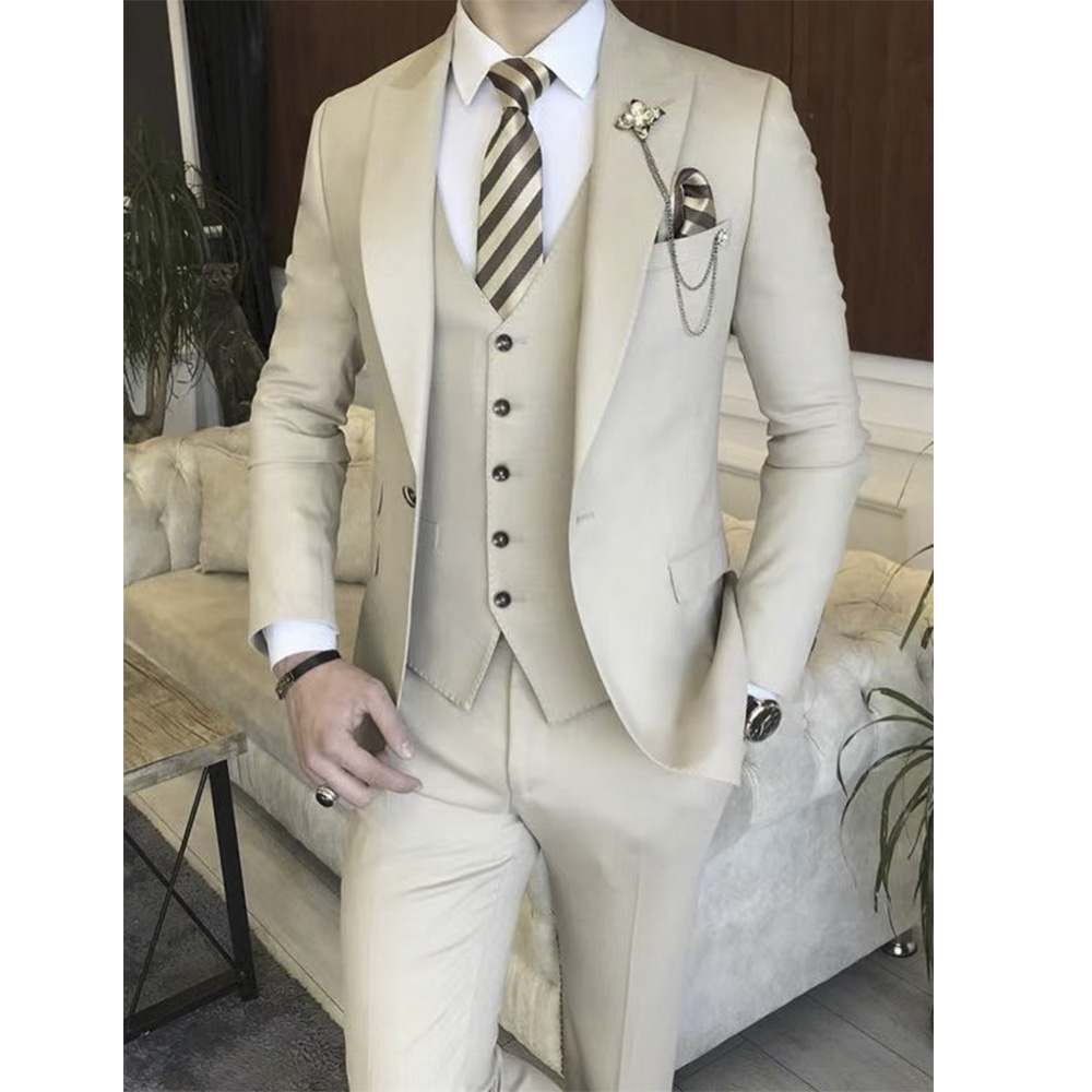 Beige Full Men Suit Set Weddin - Men'S Grooming Brands recensie en prijs